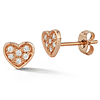 14k Rose Gold 0.12 ct tw Pave Diamond Heart Stud Earrings