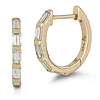 14K Yellow Gold 0.70 ct tw Baguette Diamond Huggie Earrings