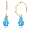 14k Yellow Gold Blue Topaz Briolette Mini Sweep Drop Earrings