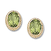 14k Yellow Gold Peridot Bezel Set Stud Earrings with Gallery Design