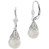 14k White Gold Opal Leverback Drop Earrings