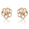 14k Yellow Gold Cluster Open Circle Post Earrings