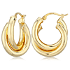 14k Yellow Gold Double Offset Hoop Earrings