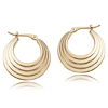 14k Yellow Gold Tapered and Stepped Hoop Earrings 3/4in