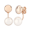 14k Rose Gold 7mm White Freshwater Pearl and Button Drop Earrings