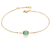 14k Yellow Gold Oval Blue Topaz Solitaire Adjustable Bracelet