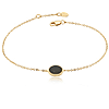 14k Yellow Gold Oval Onyx Solitaire Adjustable Bracelet