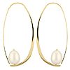 14k Yellow Gold Oval Threader Earrings with Freshwater Cultured Pearls