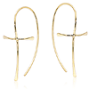 14k Yellow Gold Slender Cross Threader Earrings