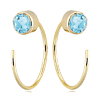 14k Yellow Gold 1/2 ct Swiss Blue Topaz Hoop Threader Earrings