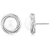 Sterling Silver 8mm Freshwater Cultured Pearl Swirl Love Knot Stud Earrings