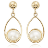 14k Yellow Gold Freshwater Cultured Pearl Loop Drop Post Earrings