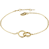 14k Yellow Gold Textured and Polished Interlocking Rings Bracelet