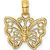 14k Yellow Gold Cut-Out Polished Butterfly Pendant 5/8in