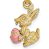 14k Yellow Gold 5/8in Easter Bunny Pendant with Pink Egg