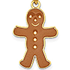 14k Yellow Gold 1in Gingerbread Man Pendant with Enamel