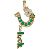 14k Yellow Gold Green Horseshoe Luck Pendant