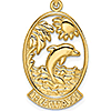 14k Yellow Gold Hawaii Pendant with Dolphins 7/8in