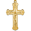 14k Yellow Gold Budded Crucifix Pendant 1 1/4in