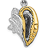 Sterling Silver 3/4in 3-D Conch Pendant with 14kt Gold Accent