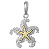 Sterling Silver 3/4in Starfish Pendant with 14kt Gold Center