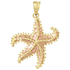 14k Yellow Gold Starfish Pendant with Pink Translucent Accents 3/4in