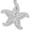 Sterling Silver 1 1/4in Filigree Starfish Pendant