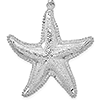 Sterling Silver 1 1/2in Textured Starfish Pendant with Beaded Edges