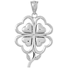 14k White Gold 1in Four Leaf Clover Pendant