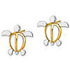 14k Two-Tone Gold Sea Turtle Post Earrings 5/8in