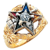 Past Matron Eastern Star Ring with Open Wreath Top Two-tone Gold