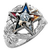 10k White Gold Past Matron Eastern Star Ring with Open Wreath Top