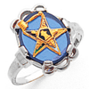 Eastern Star Past Matron Ring with Oval Blue Stone 14k White Gold