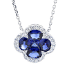 18k White Gold 1.10 ct tw Sapphire Flower Necklace with Diamonds