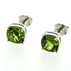 14kt White Gold 3 ct Cushion Cut Peridot Earrings