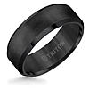 Triton 8mm Black Tungsten Carbide Ring With Satin Finish and Beveled Edges