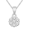 14k White Gold 1/4 ct tw Diamond Flower Cluster Pendant and 18in Chain