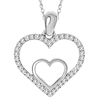 10k White Gold 1/5 ct tw Diamond Double Heart Necklace