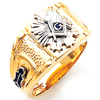 Yellow Gold Large Harvey & Otis Sunburst Masonic Ring