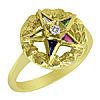 14k Gold Diamond Eastern Star Ring with Spinel