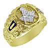 Yellow Gold 1/10 ct tw Diamond Masonic Ring With Textured Finish