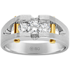 14k White Gold Men's 3/4 ct tw Diamond Ring with Yellow Gold Bars