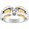 10k White Gold Men's .40 ct Diamond Solitaire Ring Yellow Gold Bars