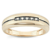 10k Yellow Gold .05ct tw Diamond Men's Wedding Band with Black Rhodium