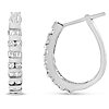 10k White Gold 1.0 ct tw Round and Baguette Diamond Hoop Earrings