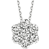 14k White Gold 1/2 ct Diamond Cluster 18in Necklace