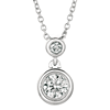 14k White Gold 1/4 ct Two-Stone Diamond Bezel 18in Necklace