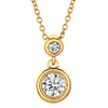 14k Yellow Gold 1/4 ct Two-Stone Diamond Bezel 18in Necklace