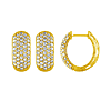 14k Yellow Gold 1.5 ct Pave Diamond Huggie Hoop Earrings