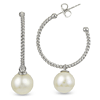 Sterling Silver Freshwater Cultured Pearl Twisted C Hoop Earrings 3/4in